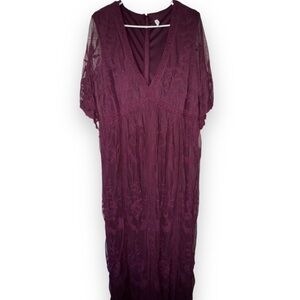 SOLD

Pinkblush Burgundy Lace Mesh Overlay Plus Maternity Maxi 
Dress